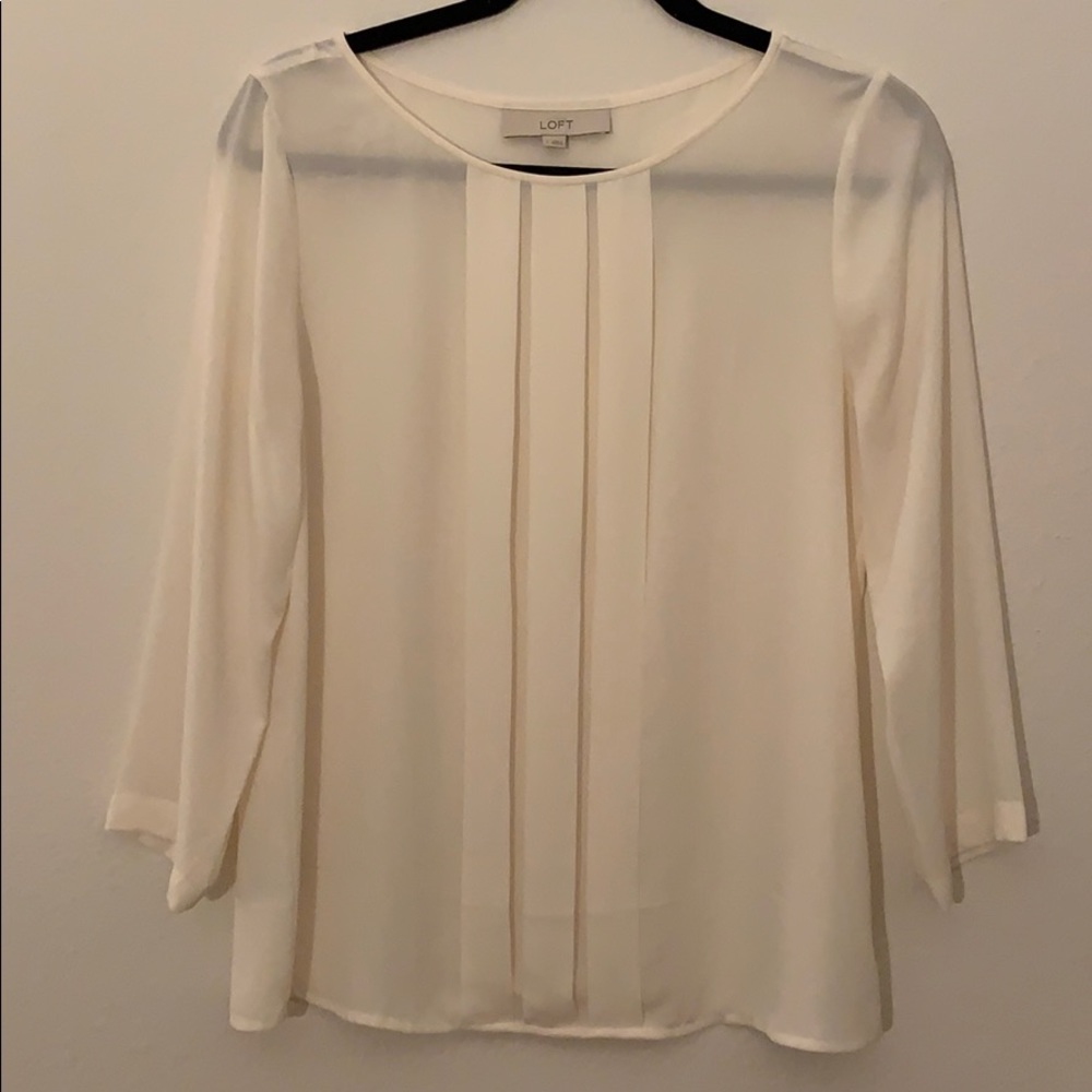White/cream LOFT pleated blouse